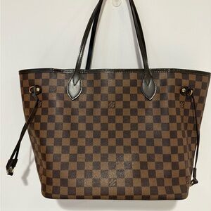 LV Neverfull MM - Brown Check damier ebene red interior